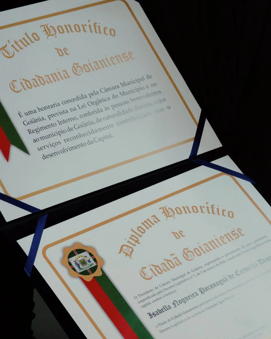 Advogada piauiense Isabella Paranaguá recebe título de cidadã goianiense