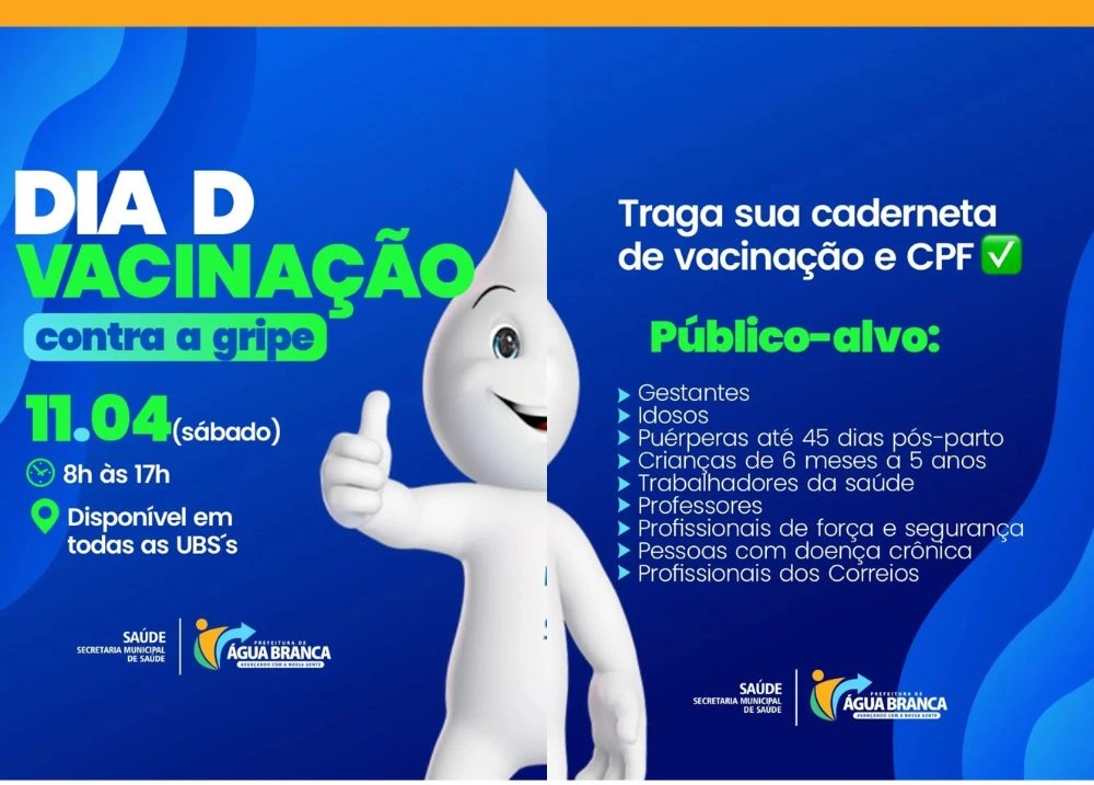 Água Branca realiza Dia D de vacinação contra a gripe neste sábado