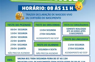 Altos realiza triagem neonatal com oferta de testes essenciais para recém-nascidos (Foto: Reprodução)