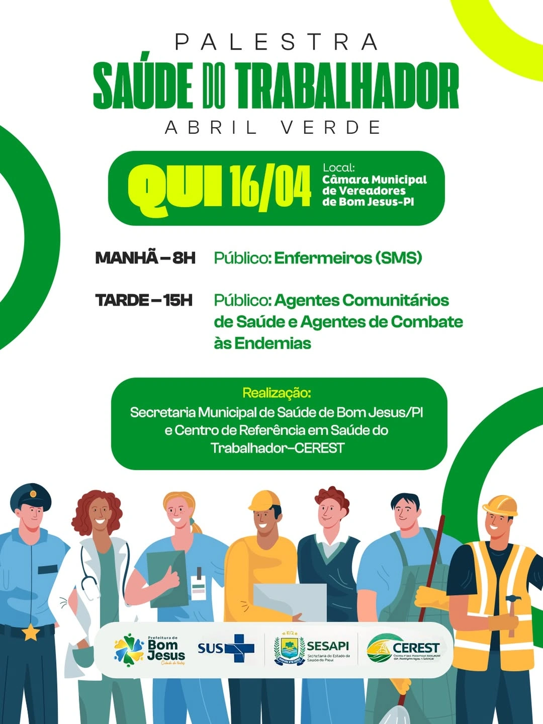Bom Jesus promove palestra sobre saúde do trabalhador na campanha Abril Verde