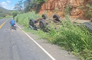 Caminhão tomba e deixa um morto entre Eliseu Martins e Colônia do Gurguéia (Foto: Reprodução)