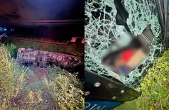 Caminhoneiro de Teresina tem braço esmagado após caminhão tombar em Geminiano