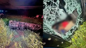 Caminhoneiro de Teresina tem braço esmagado após caminhão tombar em Geminiano (Foto: Reprodução/Cidadesnanet)