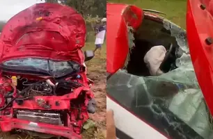 Caminhonete bate em quatro bois e fica destruída; ocupantes saem ilesos no Piauí (Foto: Campo Maior em Foco)