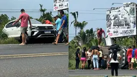 Carro da Secretaria de Saúde capota após bater em carreta na Lagoa do Piauí (Foto: Conecta Piauí)