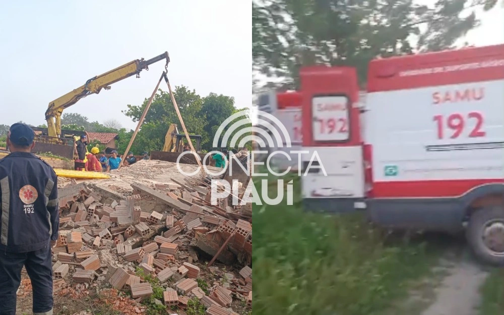 Casa desaba na madrugada e deixa mãe grávida e filhos soterrados em Barras