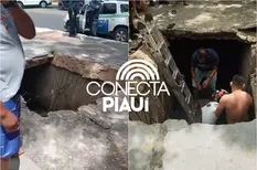 Cobertura de galeria cede e pessoas caem em buraco na zona Sul de Teresina