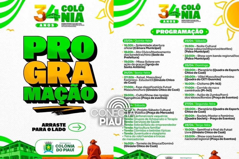Colônia do Piauí comemora 34 anos com extensa programação cultural