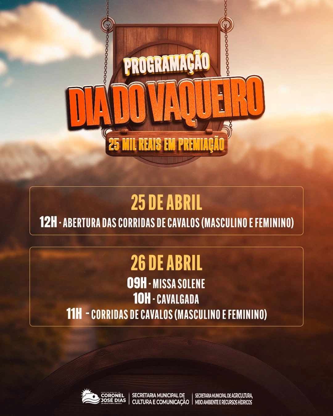 Coronel José Dias realiza Dia do Vaqueiro com dois dias de programação