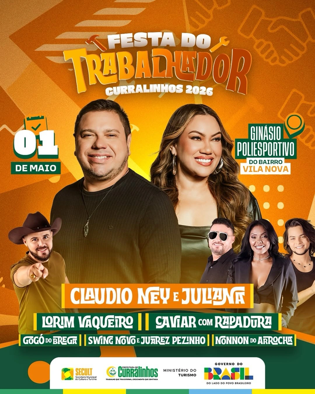 Curralinhos promove Festa do Trabalhador com shows no dia 01 de maio