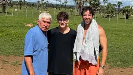 Deputado Estadual Marden Menezes com o pai e o filho em dia de passeios e banho (Foto: Instagram)