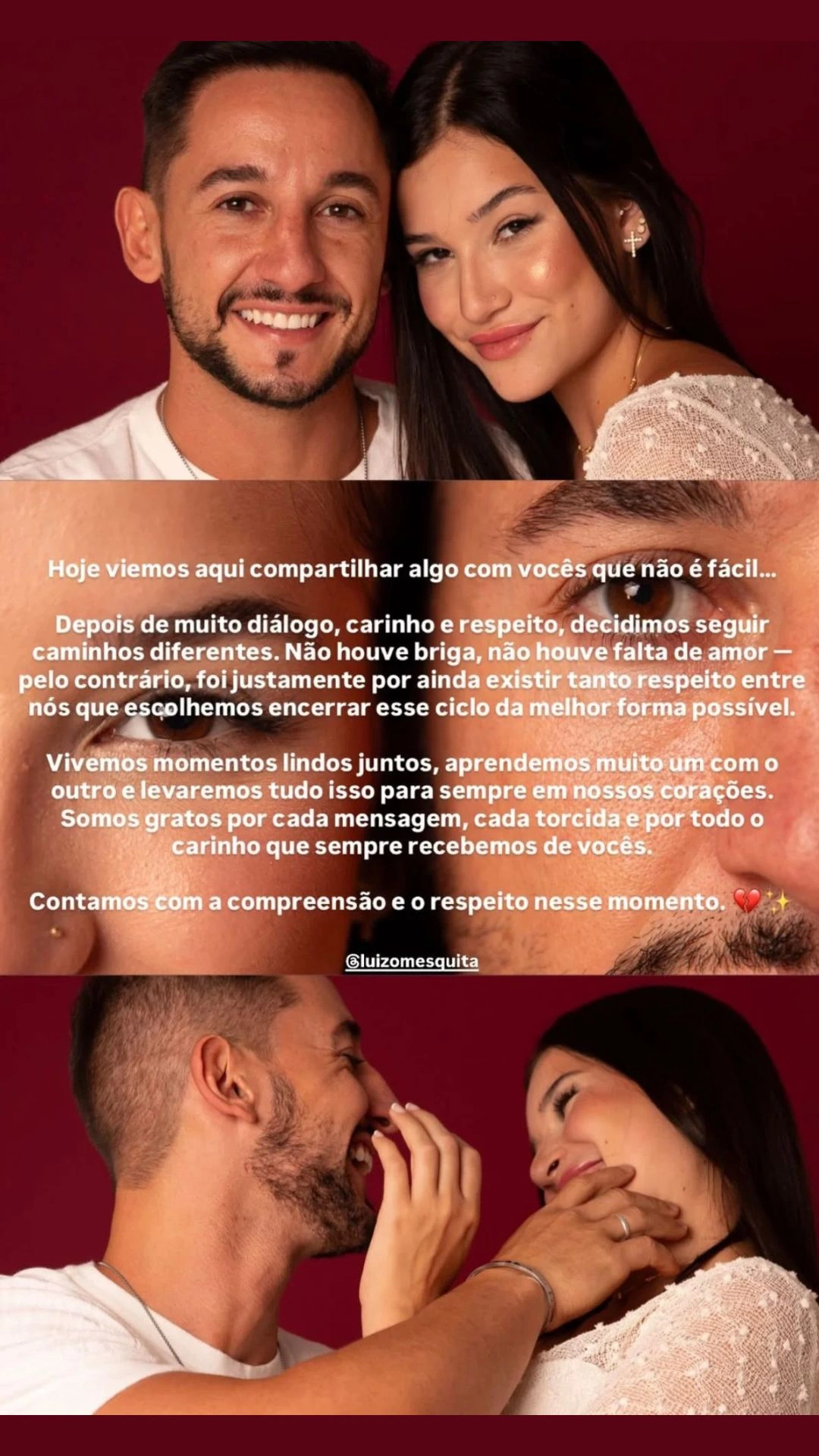 Duda Wendling e Luiz Otávio Mesquita anunciam fim do relacionamento