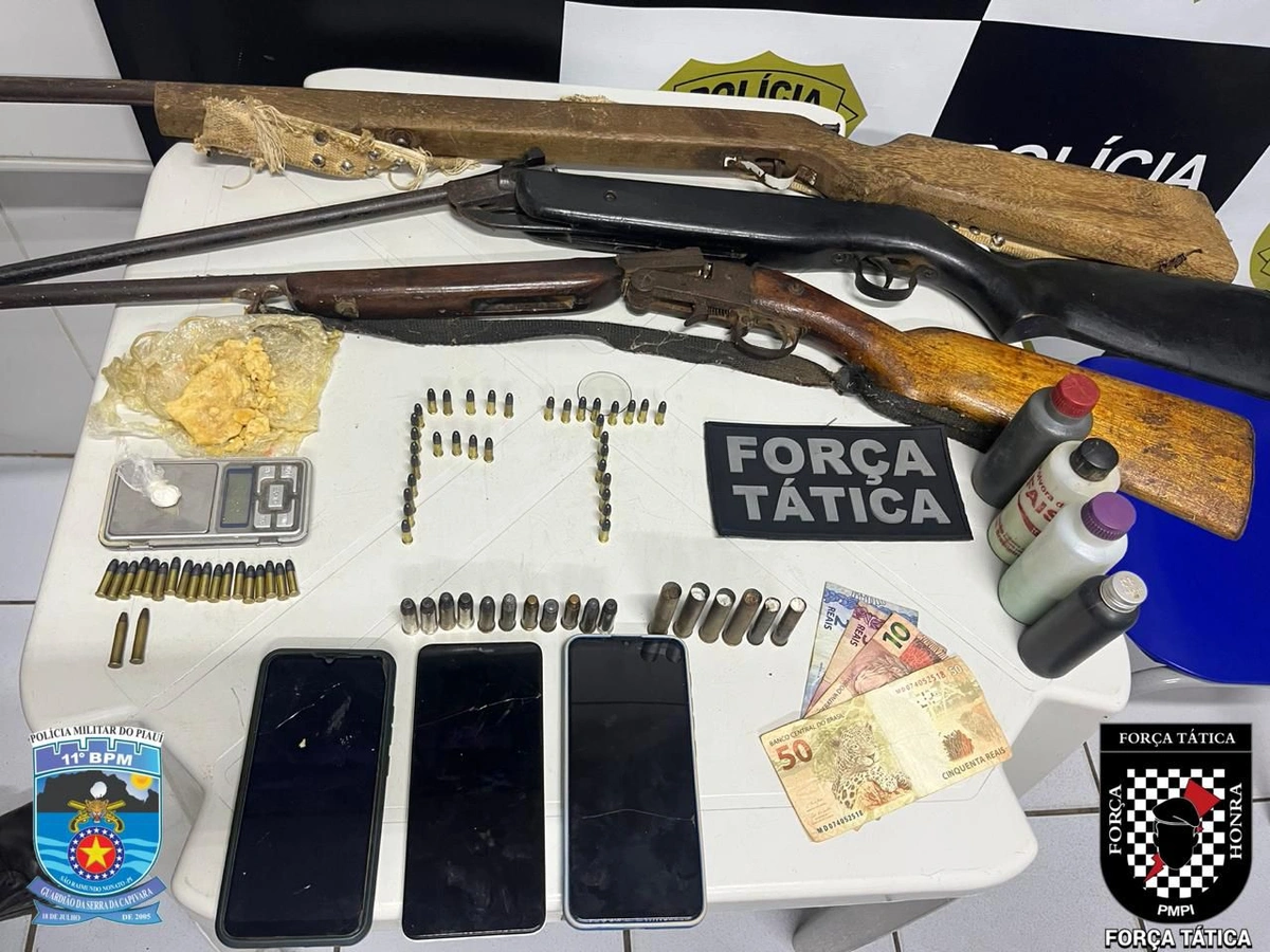 Força Tática prende suspeito e apreende armas e drogas na zona rural de Jurema