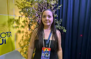 Ginna Oliveira fala ao Conecta Podcast na Feira do Empreendedor 2026 (Foto: Conecta Piauí)