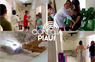 Idosos ficam feridas após partes de forro cair em UBS de Teresina (Foto: Reprodução)