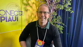 Lúcio Santos fala ao Conecta Podcast na Feira do Empreendedor 2026 (Foto: Conecta Piauí)