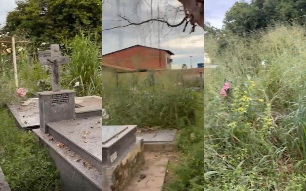 Matagal encobre túmulos e revolta visitante em cemitério de Teresina