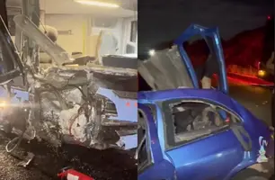 Motorista morre em acidente entre ônibus que saiu de Parnaíba e carro no Ceará (Foto: Reprodução)