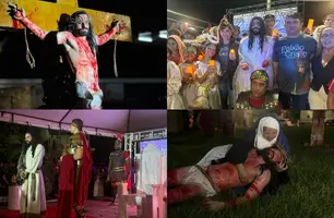 Multidão prestigia a Paixão de Cristo 2026 no centro de Esperantina, na Praça Lages Rebêlo (Foto: Reprodução)