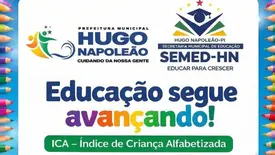 Município de Hugo Napoleão alcança 93% de crianças alfabetizadas no ICA 2025 (Foto: Reprodução)