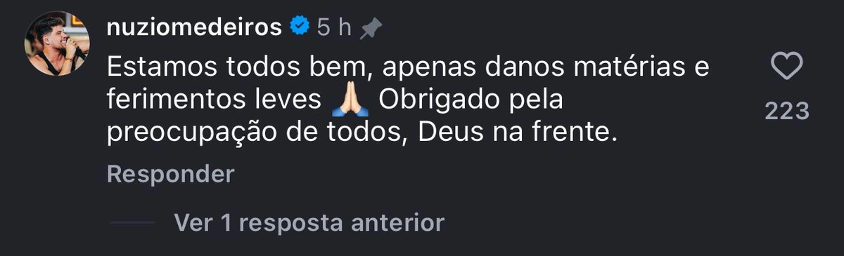 Ônibus da banda de Nuzio Medeiros se envolve em acidente no Piauí