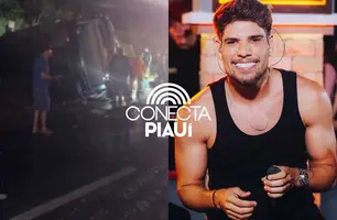 Ônibus da banda de Nuzio Medeiros se envolve em acidente no Piauí (Foto: Reprodução)