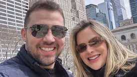 Os grávidos Julia Louzardo e Castro Neto em viagem internacional por New York (Foto: Instagram)