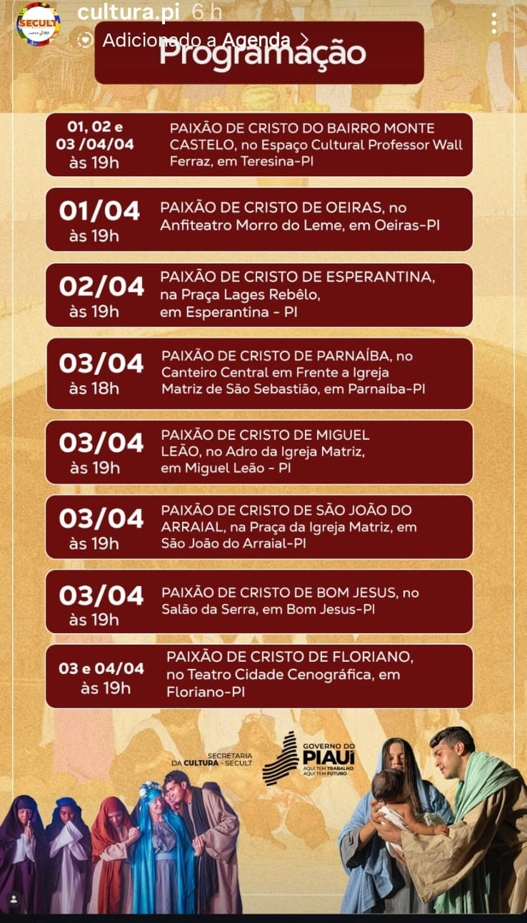 Paixões de Cristo mobilizam cidades do Piauí na Semana Santa