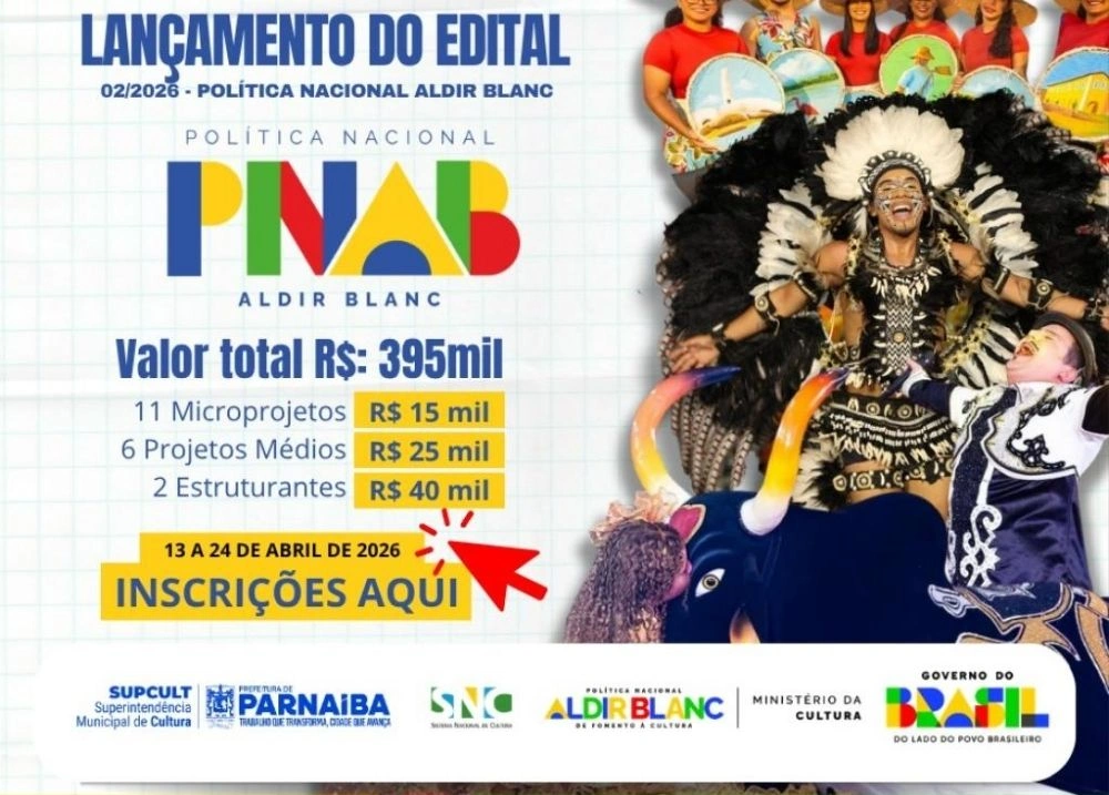 Parnaíba lança edital da Aldir Blanc com R$ 395 mil para cultura local