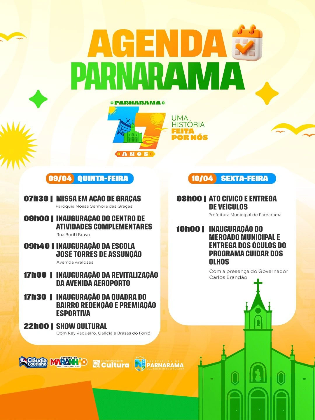 Parnarama celebra 77 anos com inaugurações e vasta programação cultural; confira!