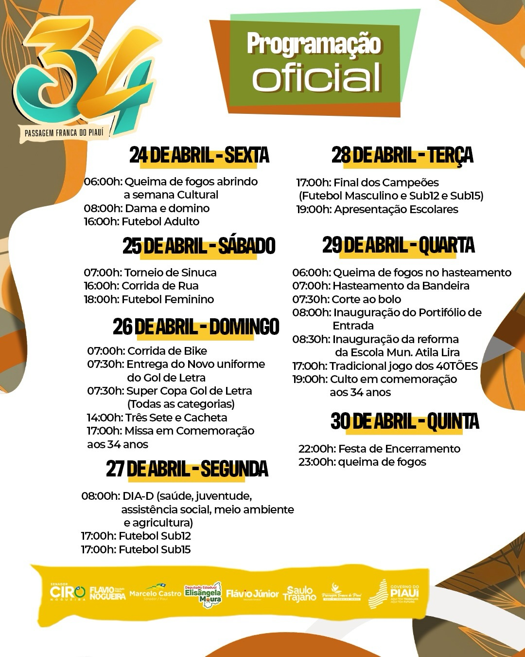 Passagem Franca do Piauí celebra 34 anos com vasta Semana Cultural