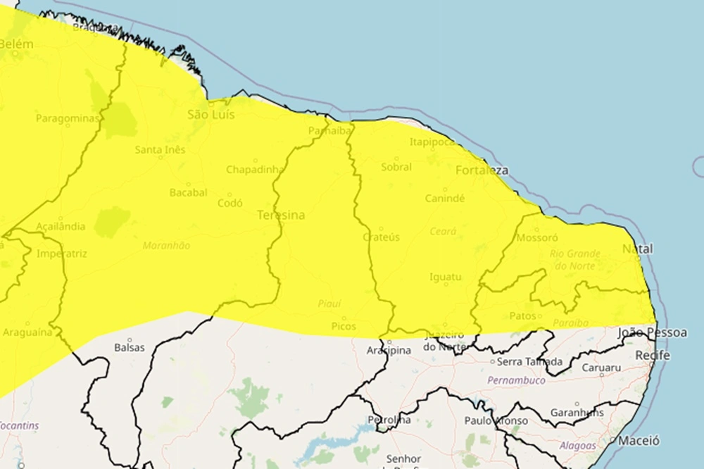 Piauí tem alerta de chuvas intensas e ventos fortes: risco de alagamentos