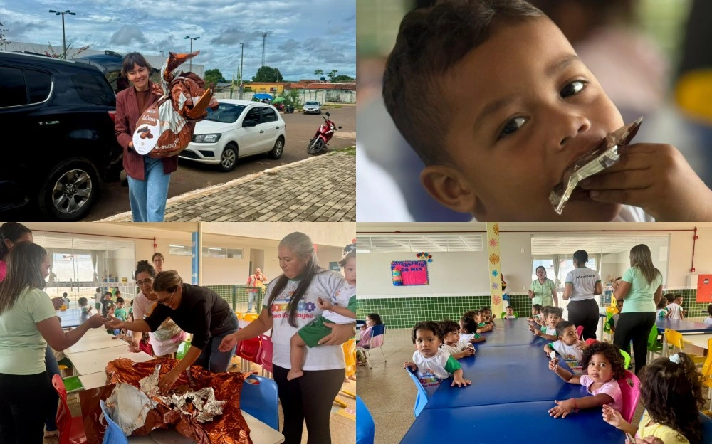 Prefeita Ivanária entrega presente de Páscoa a crianças em creche de Esperantina