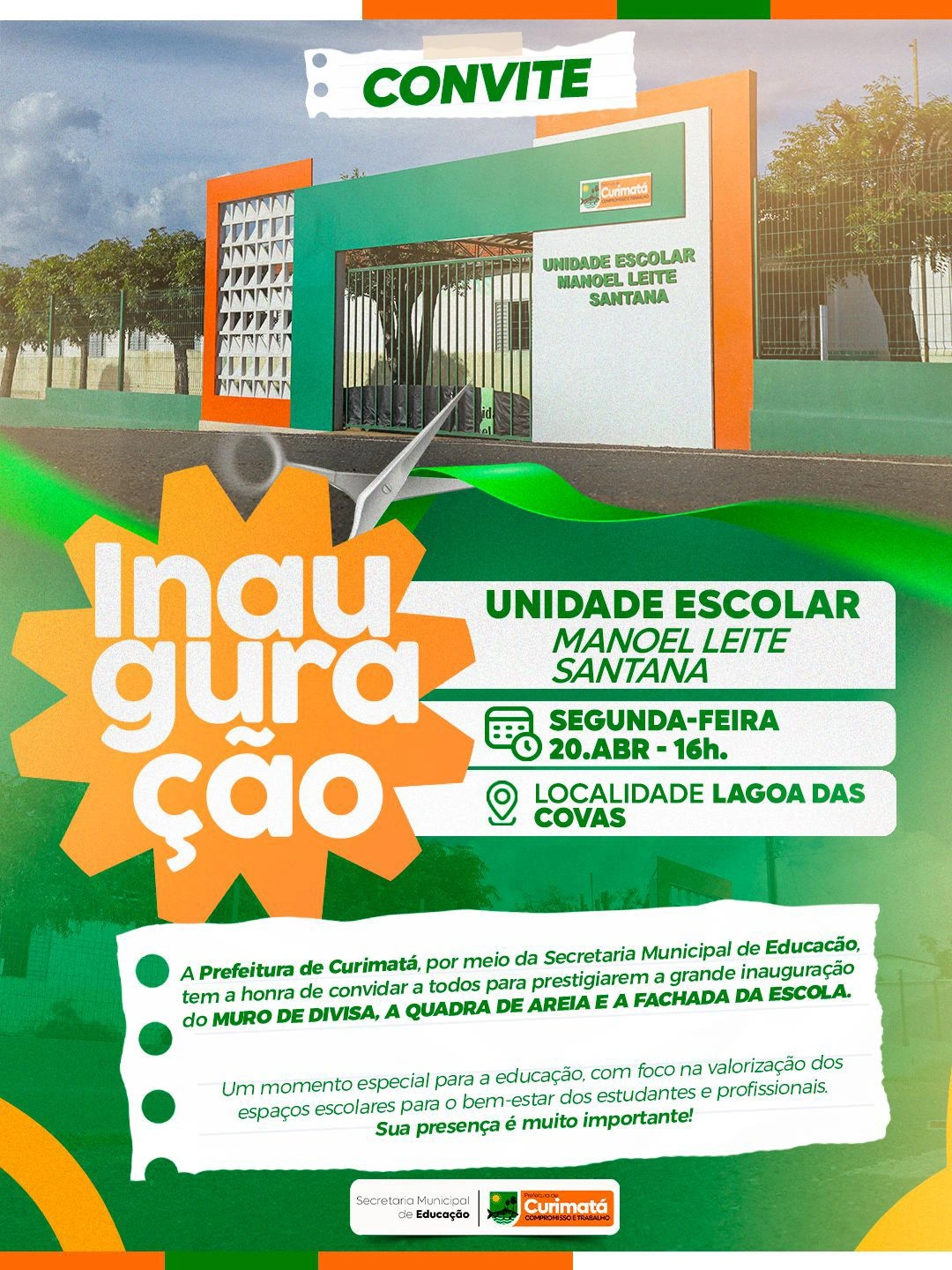 Prefeitura de Curimatá vai inaugurar nova escola e reforça compromisso na educação