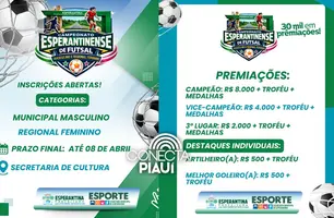 Prefeitura de Esperantina abre inscrições para Campeonato Esperantinense de Futsal (Foto: Reprodução)