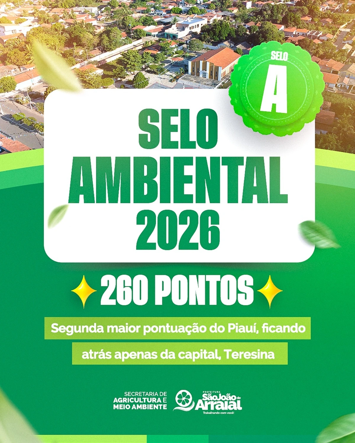 São João do Arraial conquista 5º Selo A e se destaca no ICMS Ecológico