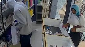 Trio arromba loja e faz arrastão em Floriano; ação foi flagrada em vídeo (Foto: Reprodução)