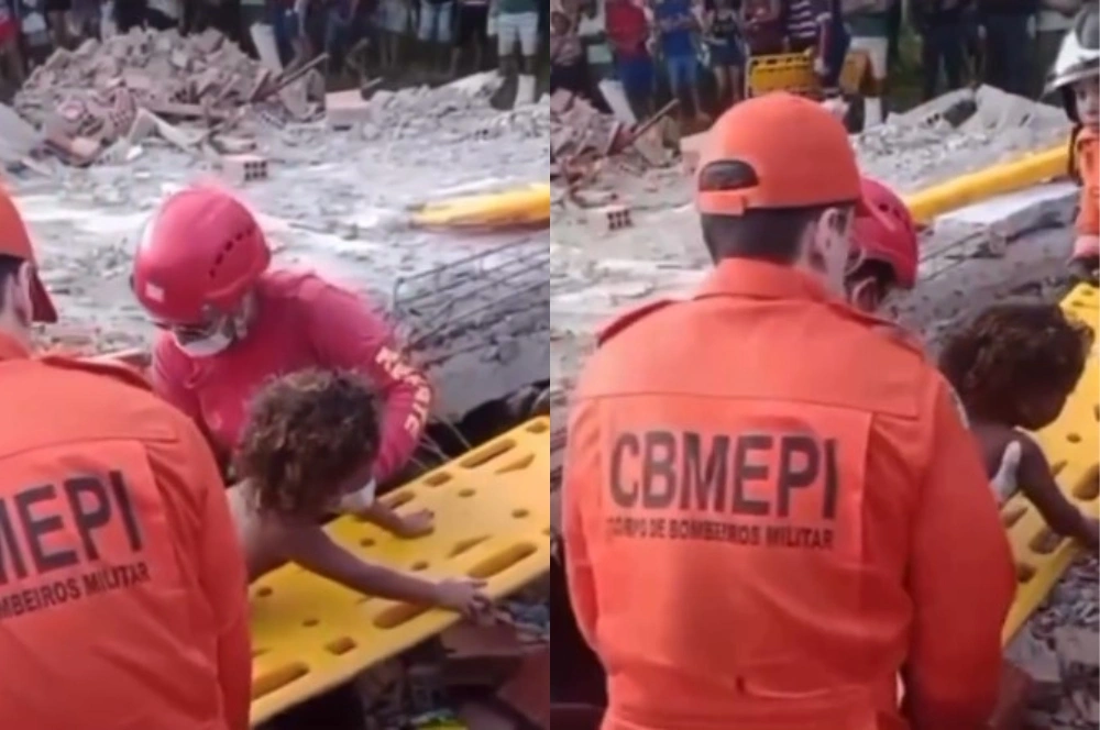 Vídeo mostra resgate de criança que sobreviveu ao desabamento de casa em Barras