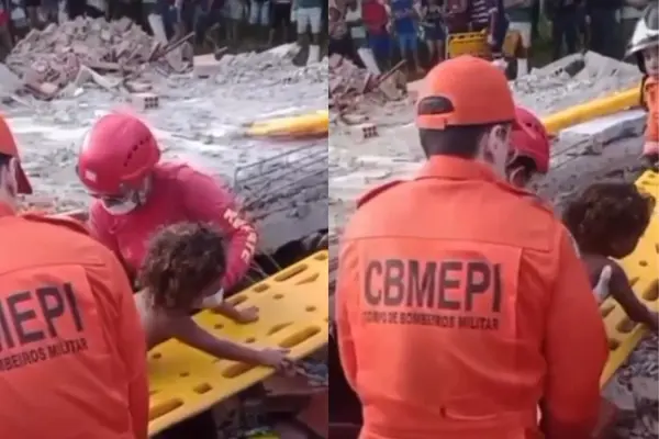 Vídeo mostra resgate de criança que sobreviveu ao desabamento de casa em Barras