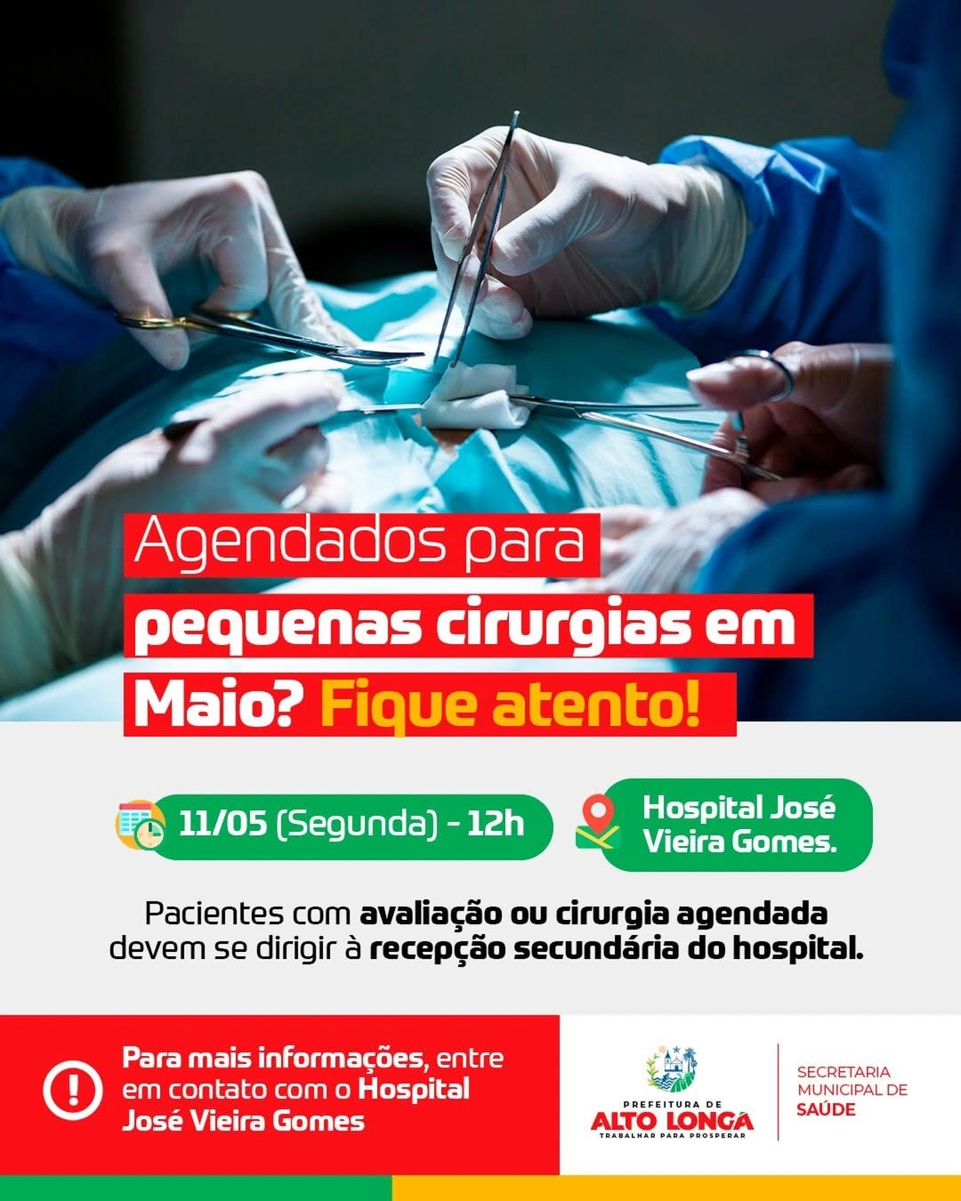 Alto Longá divulga cronograma para avaliações e pequenas cirurgias