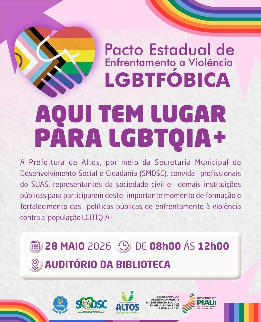 Altos promove pacto estadual de enfrentamento à violência LGBTfóbica
