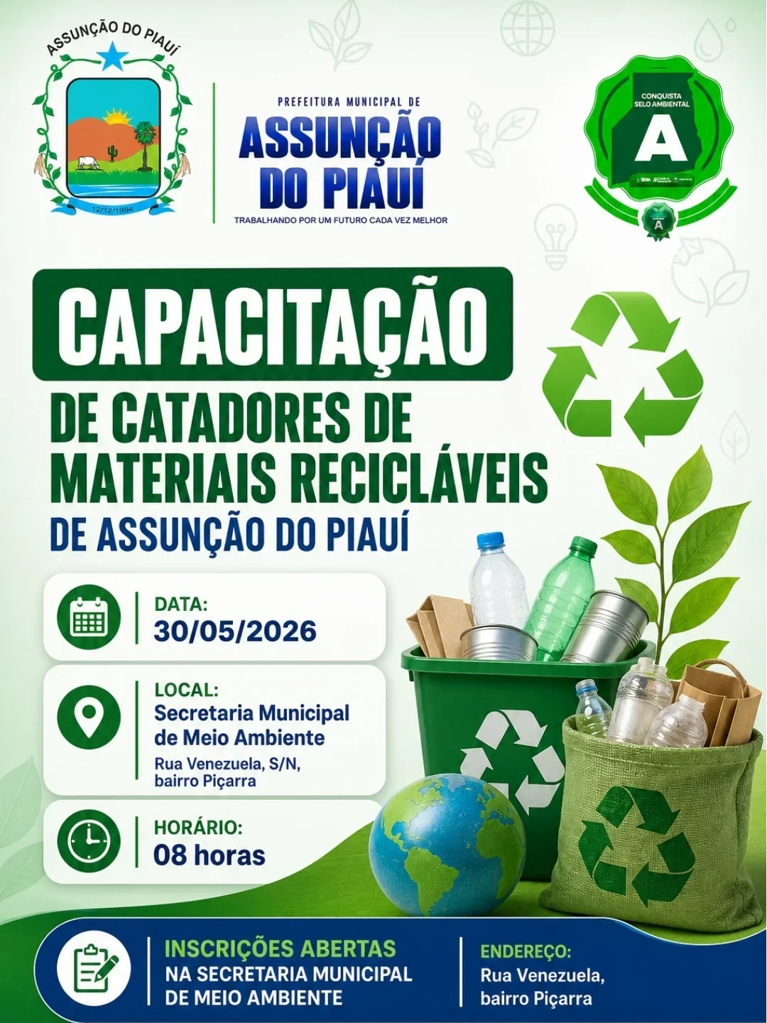 Assunção do Piauí promove capacitação para catadores de recicláveis