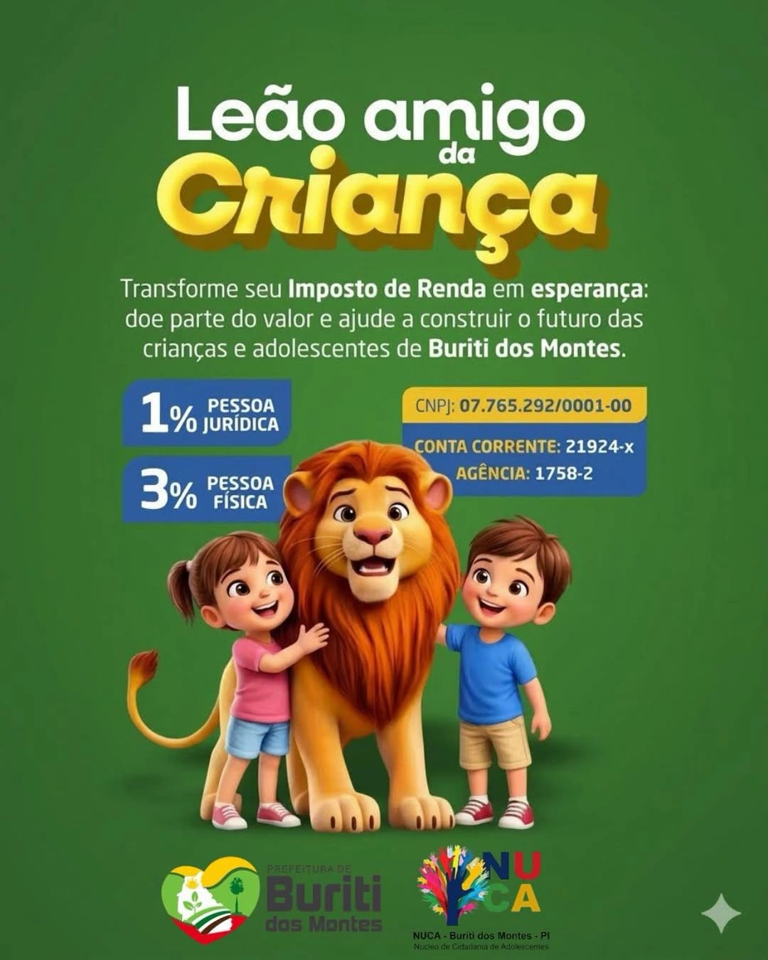 Buriti dos Montes lança campanha para destinação do Imposto de Renda