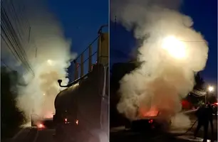 Carro do padre pega fogo em Água Branca e fica completamente destruído (Foto: Reprodução)