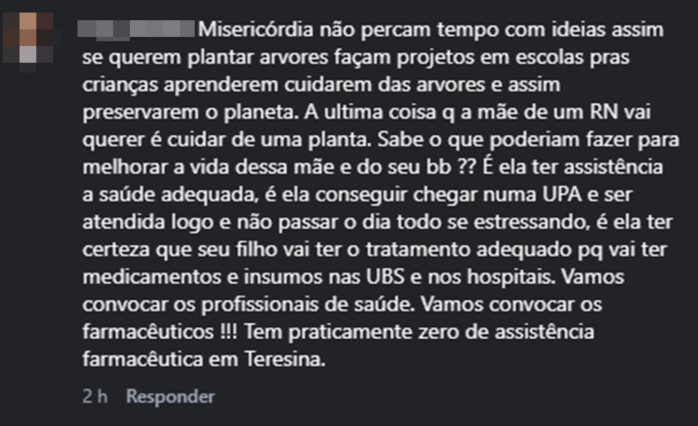 Comentários com críticas