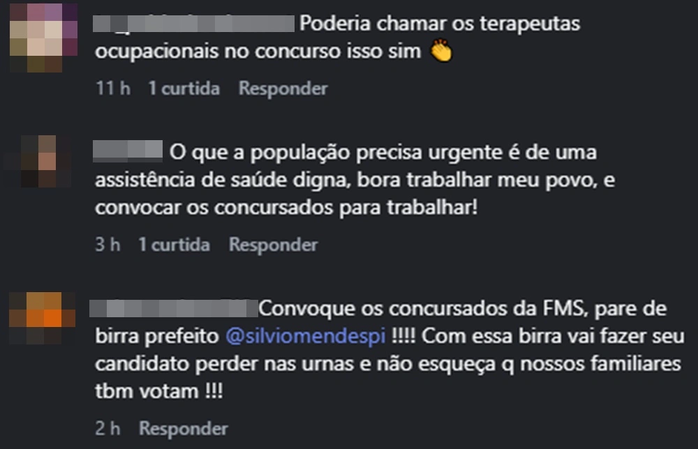 Comentários com críticas