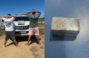 Dupla é presa após tentar se livrar de droga durante abordagem em Campo Maior (Foto: Divulgação/PMPI)