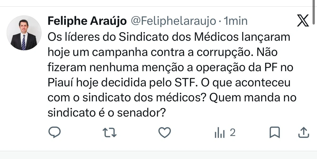 Feliphe Araújo cobra silêncio sobre operação da PF contra Ciro Nogueira