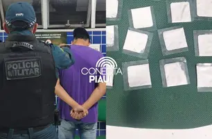 Homem é conduzido pela PM com substância análoga à cocaína em Gilbués (Foto: Reprodução)