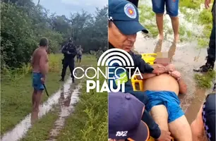 Homem em surto é desarmado pela PM após ameaçar moradores no Piauí (Foto: Reprodução)